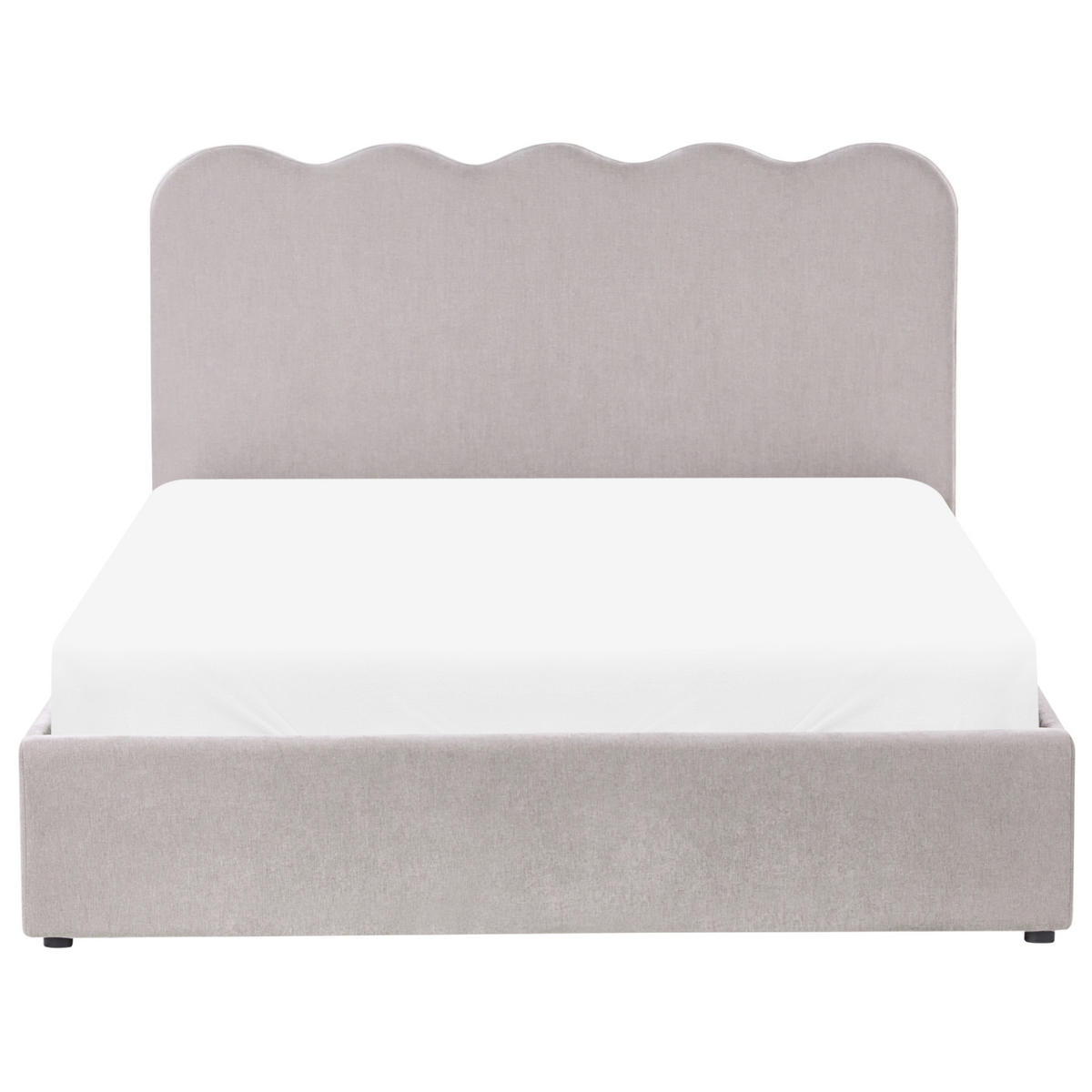 BETT mit Stauraum 140/200 cm Chenillegewebe Taupe Nanterre - Taupe, Textil (140/200cm) - Beliani