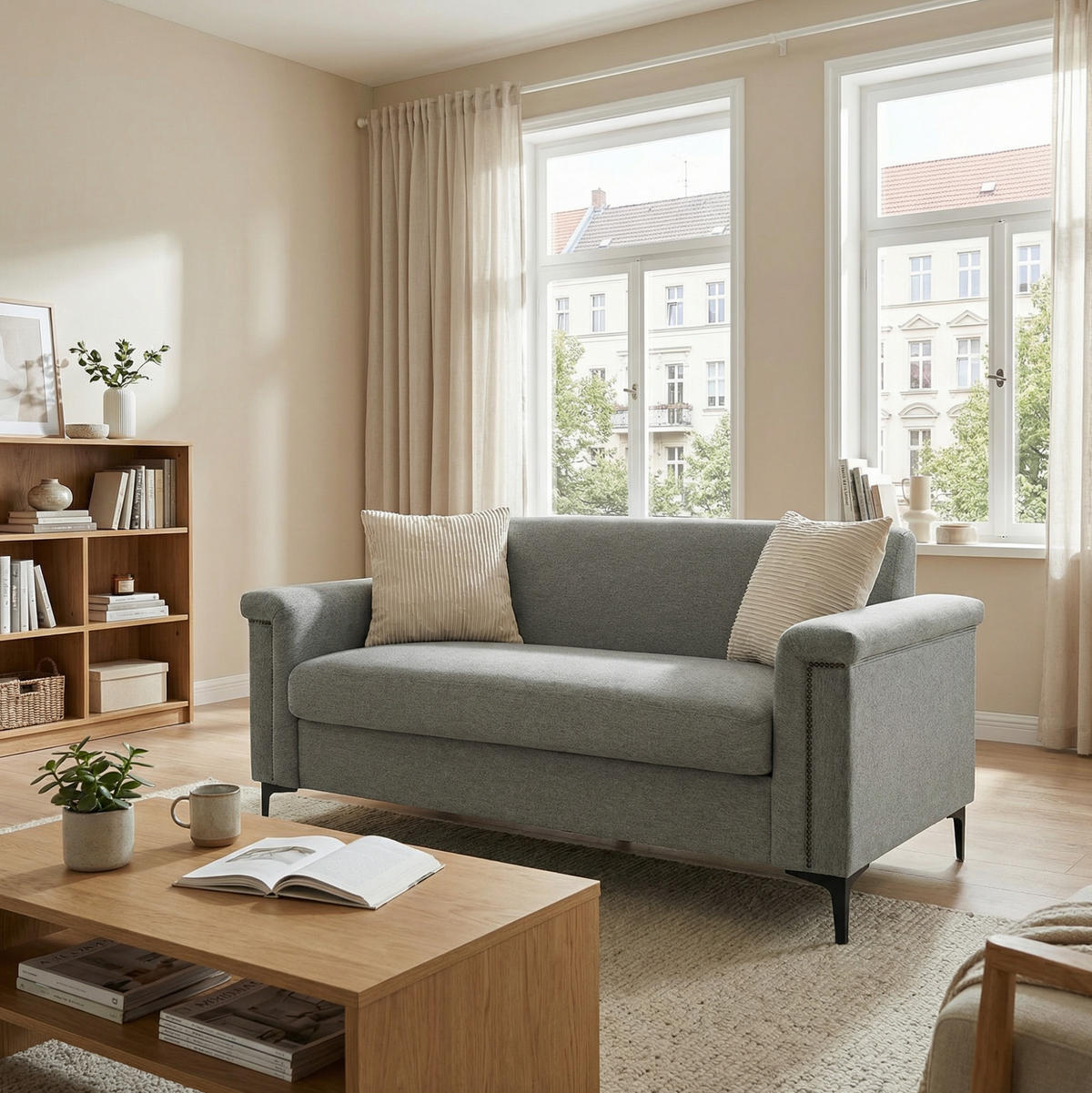 SOFA 2-Sitzer mit Metallfüßen Light Grey - Hellgrau, Holz (73.5/81.5/172cm) - Meubliv