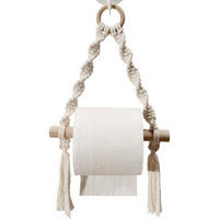 TOILETTENPAPIERHALTER Weiß Bohemian 20 x 24 cm Holz hängend bohrfrei - Beige, Naturmaterialien (20/24/24cm) - MCBOSON