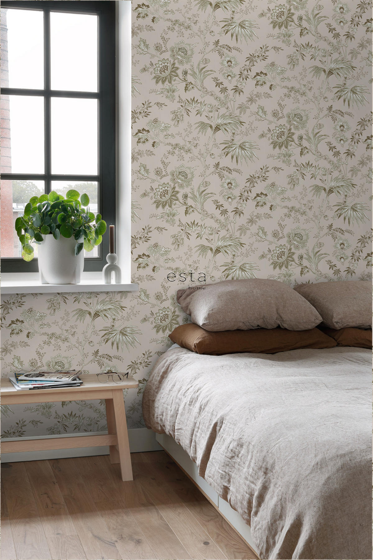 TAPETE Blumenmuster 53 cm x 10.05 m - Pink, Papier (53/1000cm) - ESTAhome