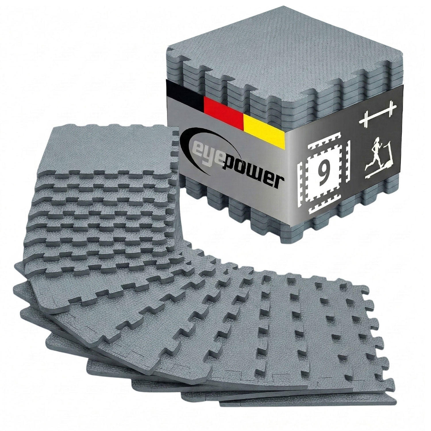 BODENSCHUTZMATTE 30x30x1 cm, Grau, 9er Set - Grau, Kunststoff (30/30cm) - eyepower