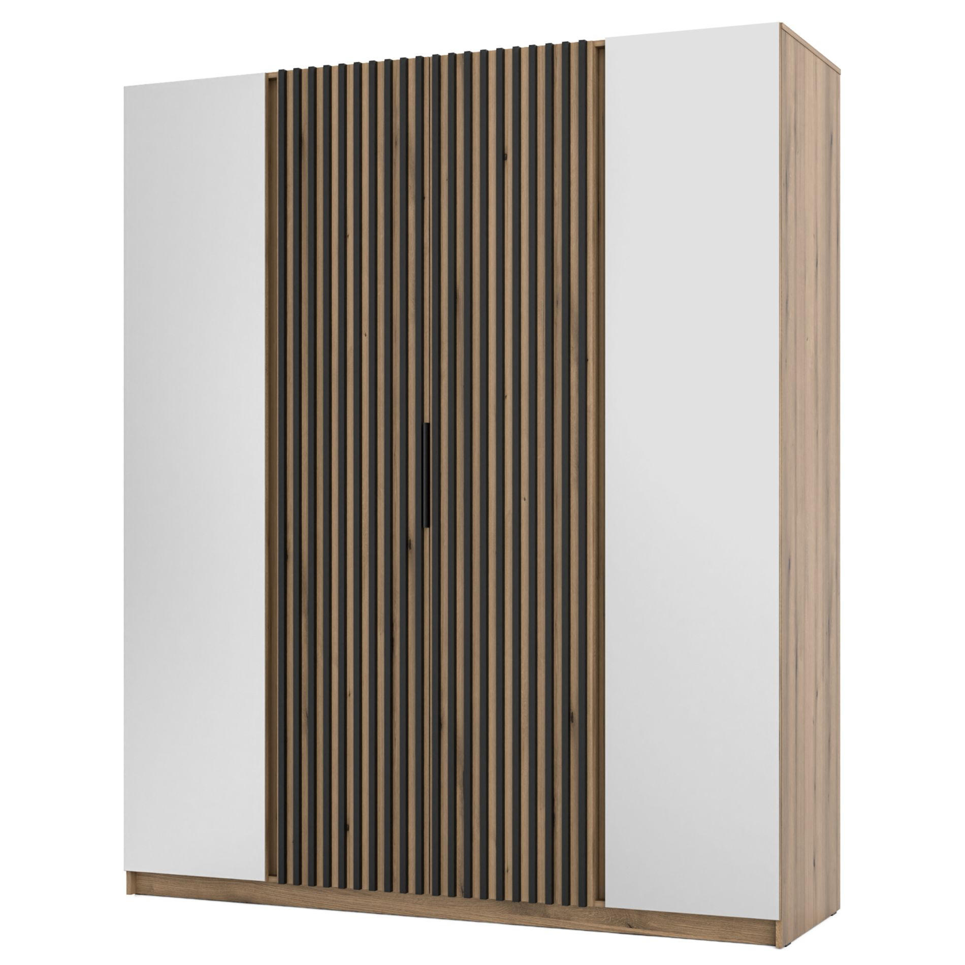 KLEIDERSCHRANK Kaja Eiche Evoke 200 cm - Eichefarben/Schwarz, Holzwerkstoff/Metall (200/239/61.9cm) - Selsey