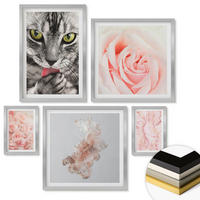 WANDBILDER 5er Set - 50x50 cm & 20x30 cm & 40x60 cm Silberner Rahmen - Boho-Küchengras-Schriftzug - Silberfarben, Kunststoff (40/60cm) - ArtPrintCave