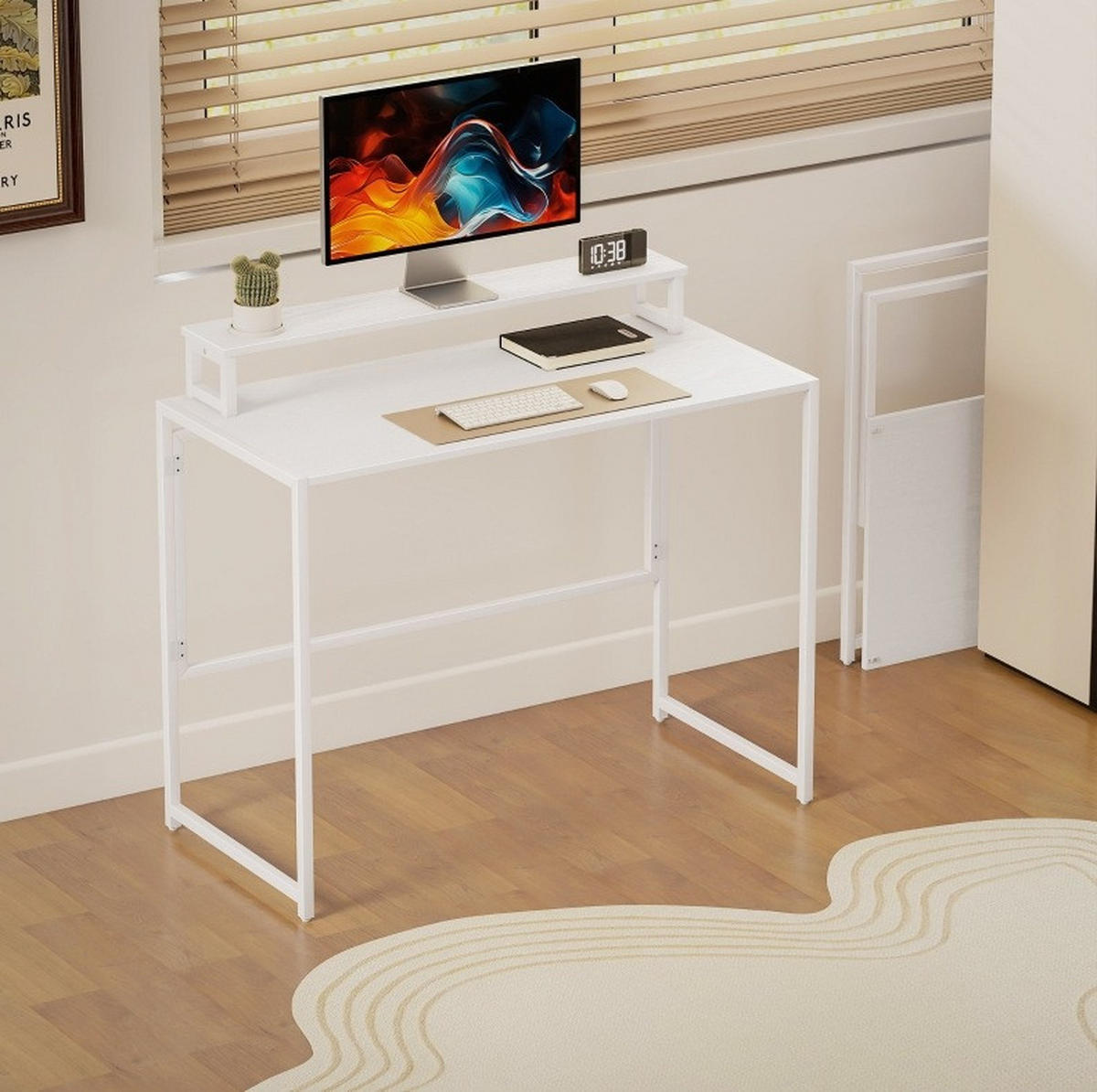 SCHREIBTISCH klappbar 100 x 48 cm Holzoptik Weiß - Weiß, Holz (100/48/87.5cm) - Meubliv