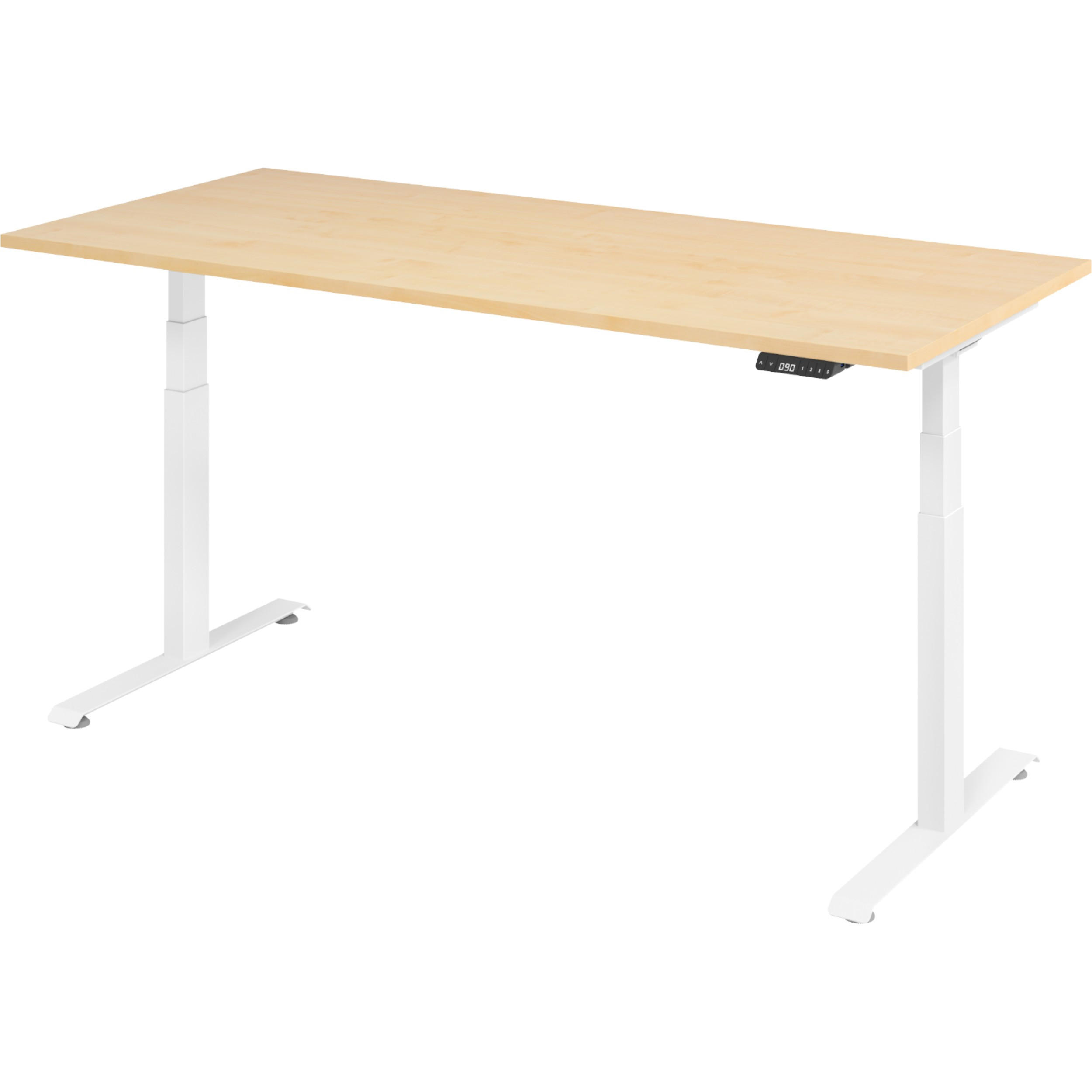 SCHREIBTISCH elektrisch 80/180/74 cm in Ahornfarben/Weiß - Ahornfarben/Weiß, Holzwerkstoff (80/180/74cm) - bümö