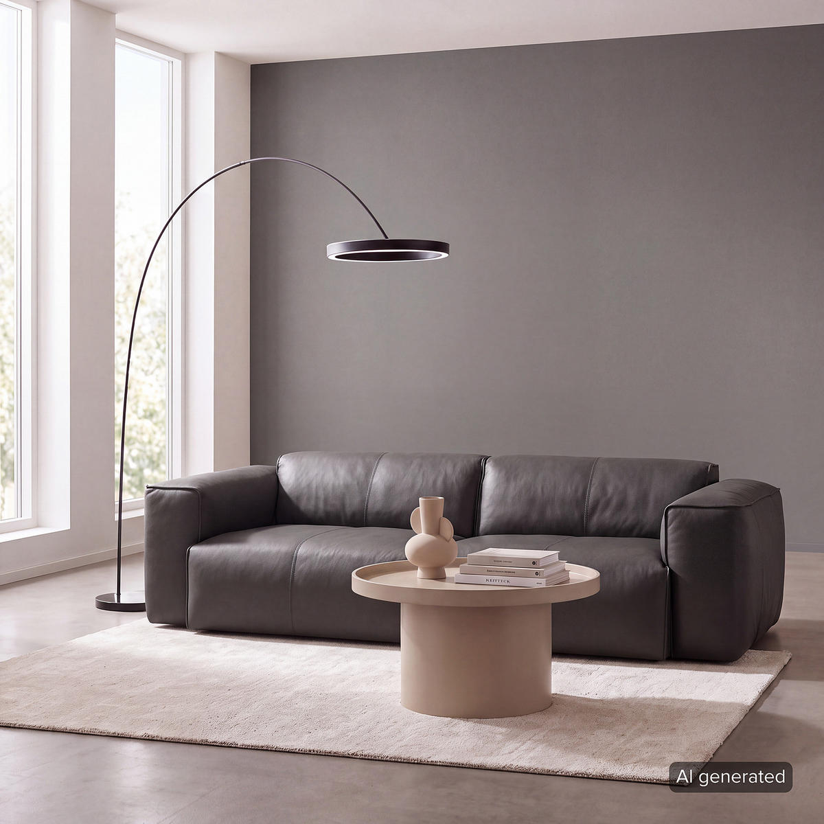 3-SITZER SOFA - Schwarz/Grau, Leder/Kunststoff (251/71/102cm) - home24