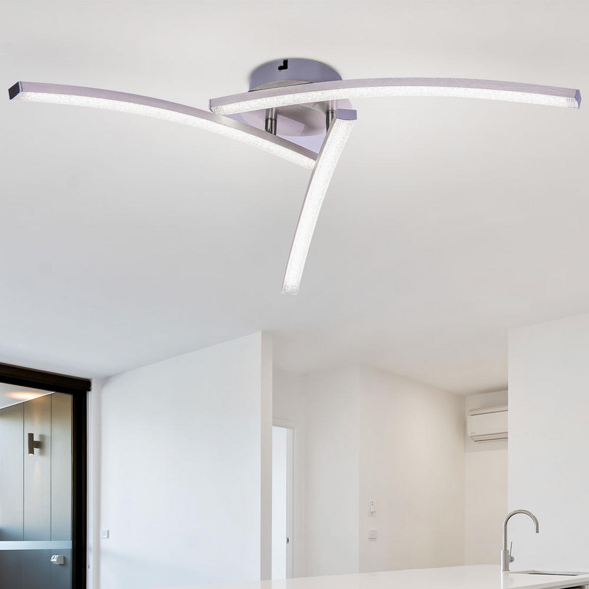 LED DECKENLEUCHTE Kristalloptik Silber - Silberfarben, Metall (60/60/12.5cm) - Globo Lighting