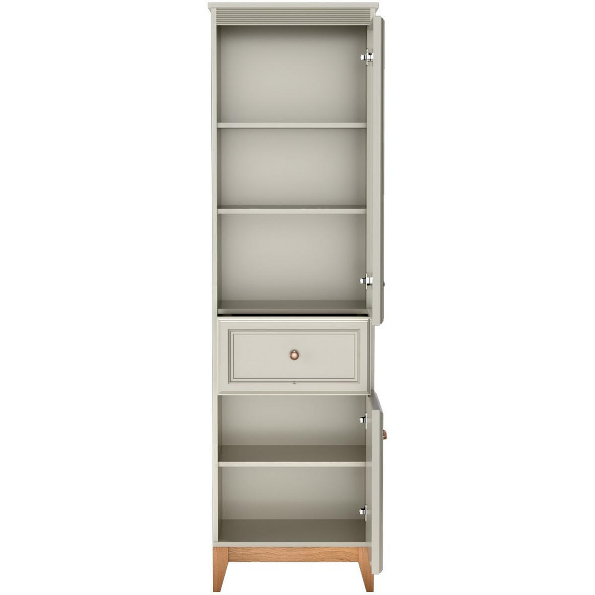 VITRINE Charlott mit 1 Schublade und 2 Türen, mit LED-Beleuchtung - Kaschmir/Eichefarben, Holz/Holzwerkstoff (55/193/40.5cm) - Beautysofa