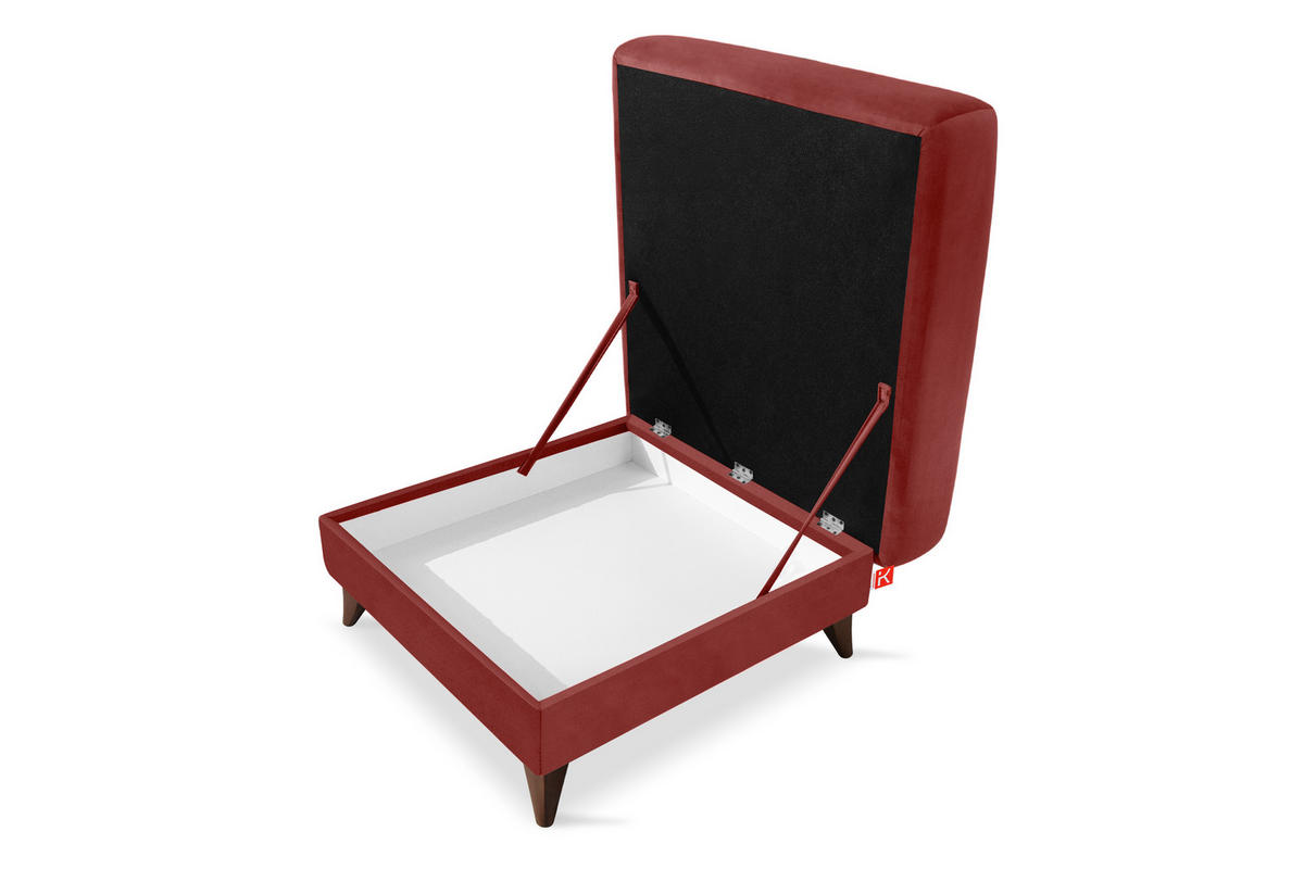 HOCKER GUSTAVO Velours, Bordeaux - Bordeaux, Holz/Holzwerkstoff (92/49/92cm) - KONSIMO®