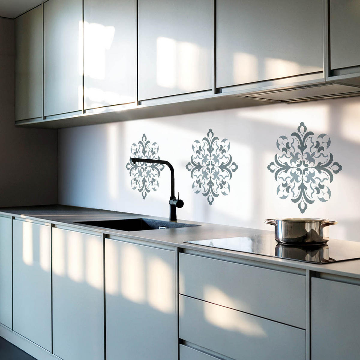 WANDPANEEL 4x 50x50 cm selbstklebend Velaria - Hellgrau, Kunststoff (50/1.6/50cm) - Wallfluent