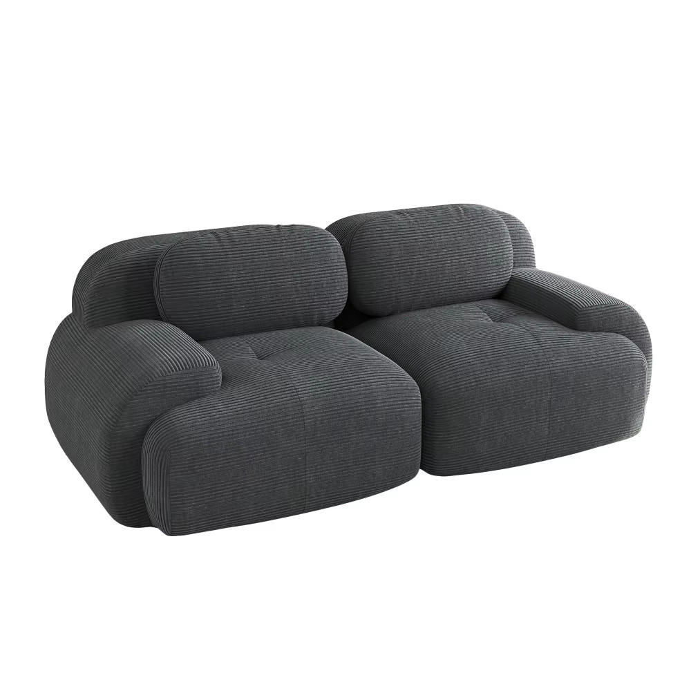 2-SITZER-SOFA 208 cm, Elegantes Wohnzimmer Sofa mit Curved Design, Grau - Grau, Textil (208/70/103cm) - Kaket