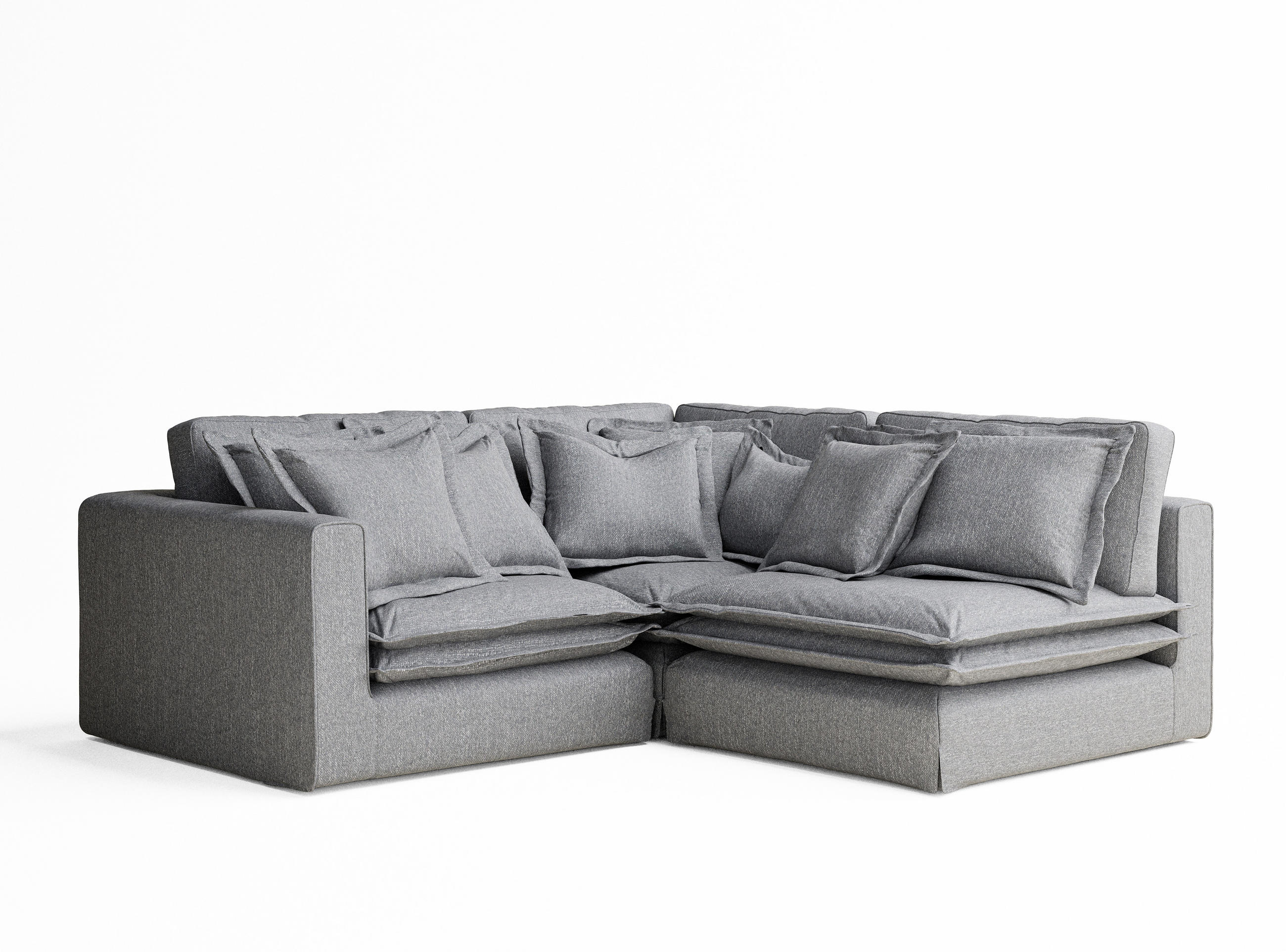 ECKSOFA Amalfi Grau Webstoff - Schwarz/Grau, Holz/Holzwerkstoff (238/222cm) - Maison de Reve