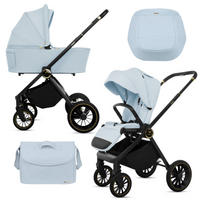 KINDERWAGEN Rosso 2in1 Blau Babywanne, Buggy Sportsitz, Faltbar, Wickeltasche - Blau/Schwarz, Textil/Metall (58/100cm) - BabyLux