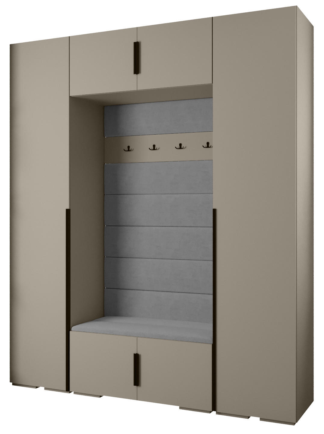 Abiks Möbel Garderoben-Set Kaschmir, Grau, Schwarz 200x236.7x47 cm
