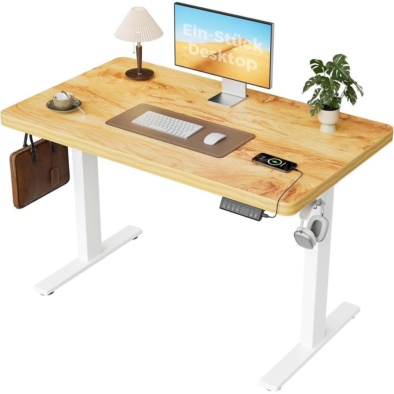 SCHREIBTISCH höhenverstellbar 120 x 60 cm Hellbraun - Braun, Holz (120/60/75cm)