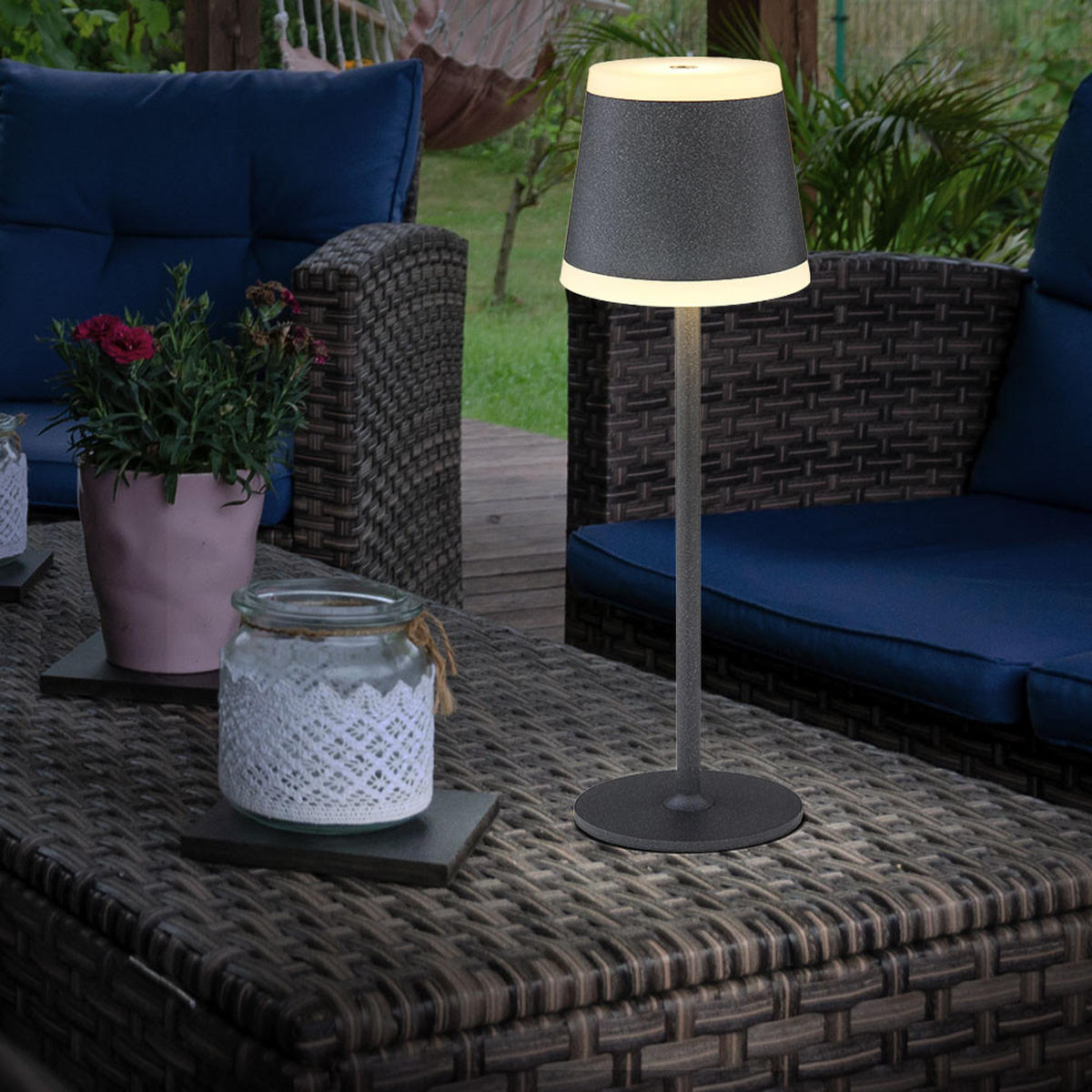 LED TISCHLEUCHTE Ridley Grau Metall - Grau, Metall (11/11/38.5cm) - Globo Lighting