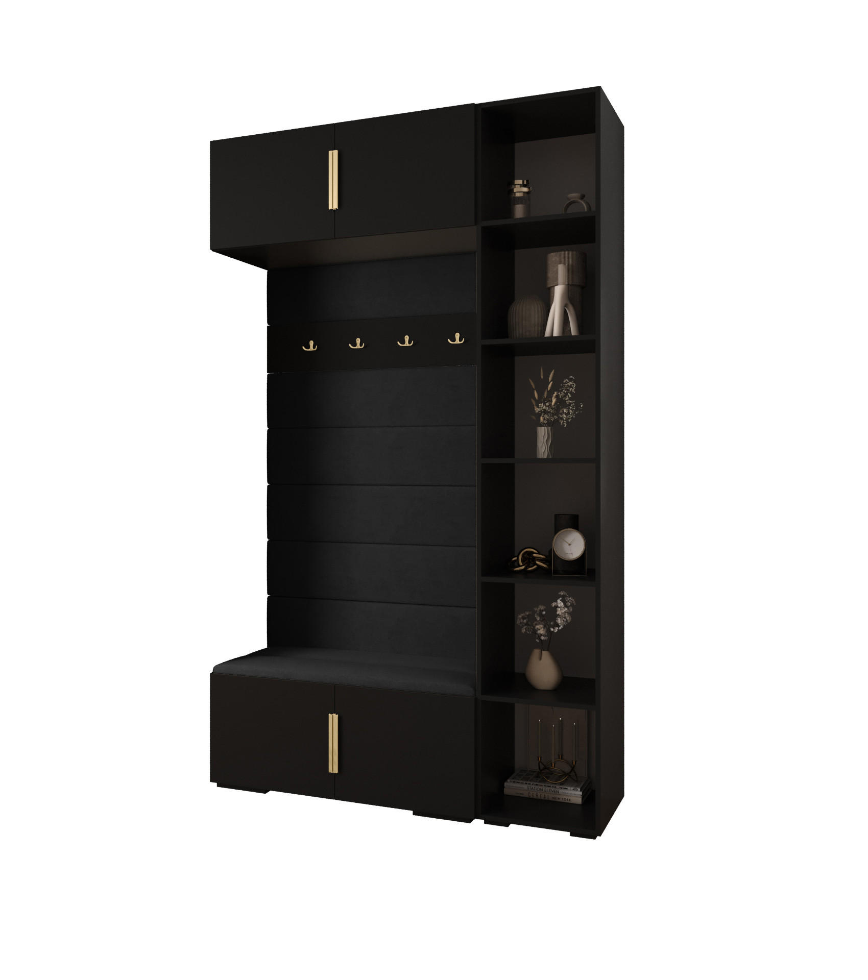 GARDEROBEN-SET 236,7/140/47 - Goldfarben/Schwarz, Holz/Kunststoff (140/236.7/47cm) - Abiks Möbel