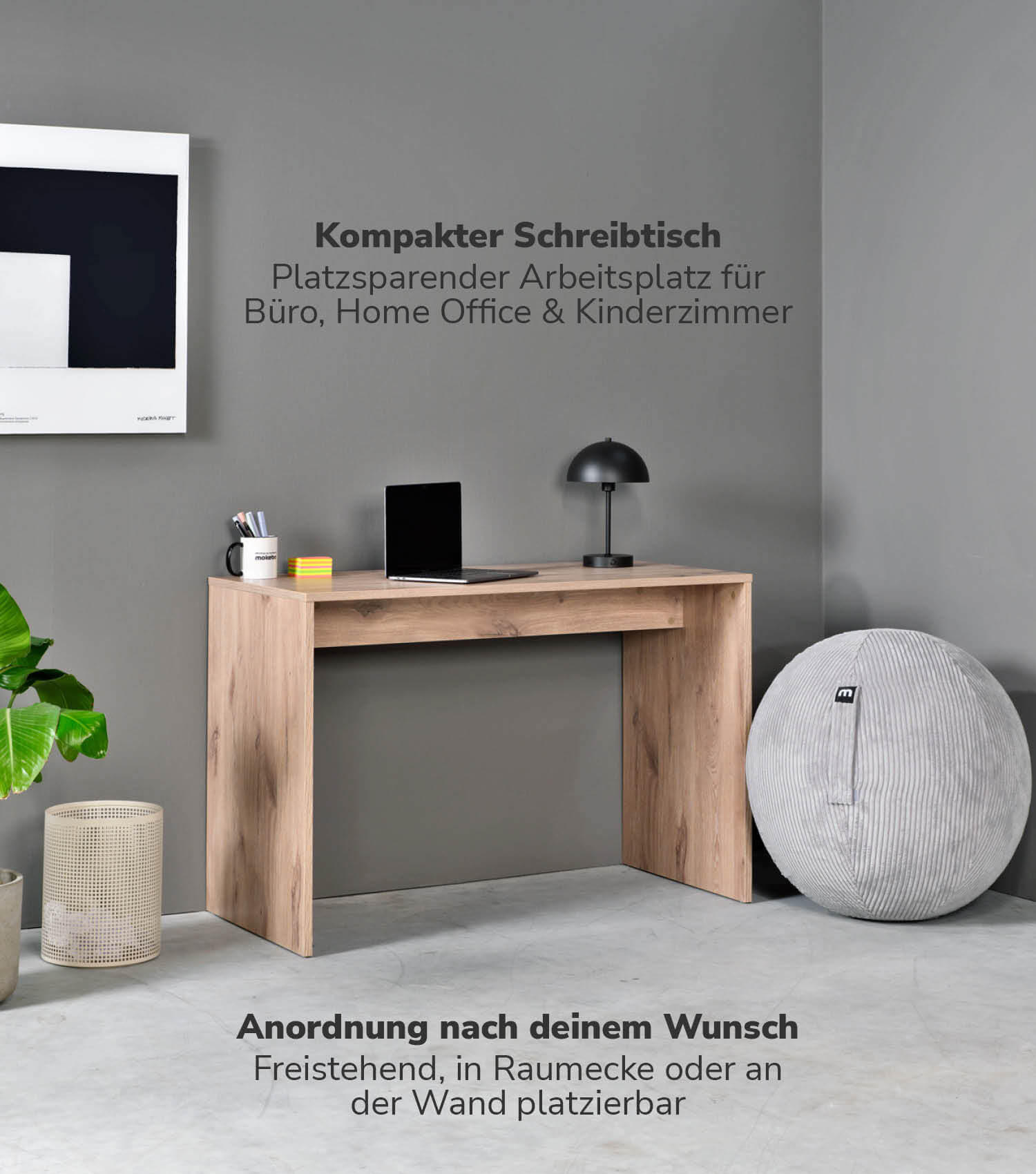 SCHREIBTISCH Der Produktive - Eichefarben, Holzwerkstoff (54/112/77cm) - Mokebo