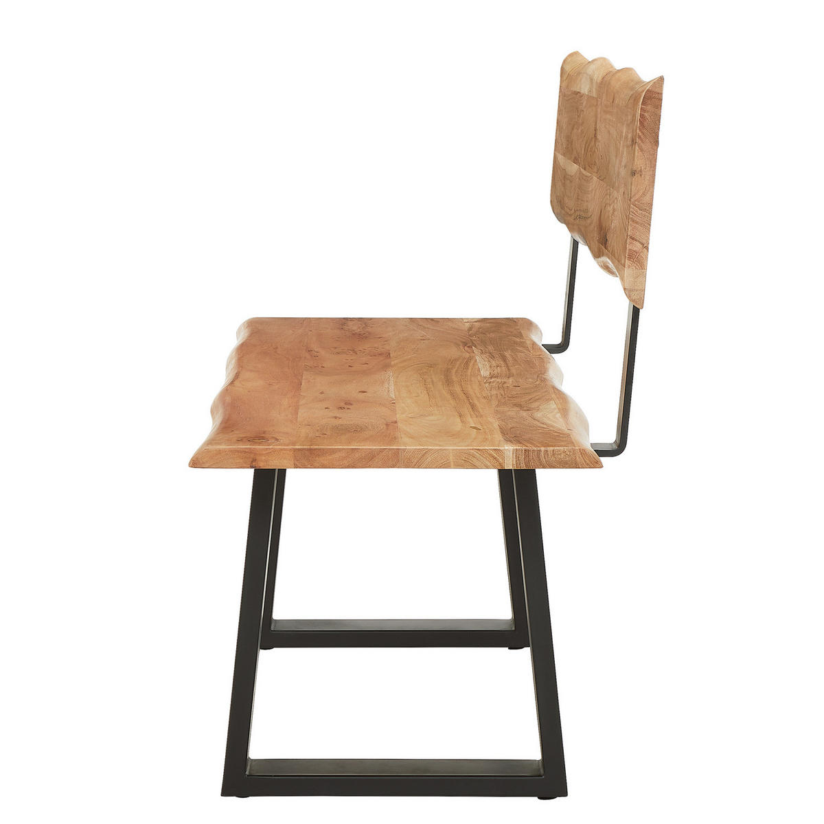 SITZBANK - Metall / Massivholz - Akazie Braun / Schwarz - Schwarz/Braun, Holz/Metall (180/85/50cm) - home24