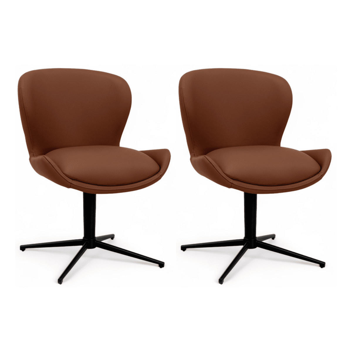 STUHL-SET 2 Stück in Echtleder Dunkelbraun - Schwarz/Braun, Leder/Metall (57/83/63cm) - Furnhouse