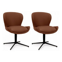 STUHL-SET 2 Stück in Echtleder Dunkelbraun - Schwarz/Braun, Leder/Metall (57/83/63cm) - Furnhouse