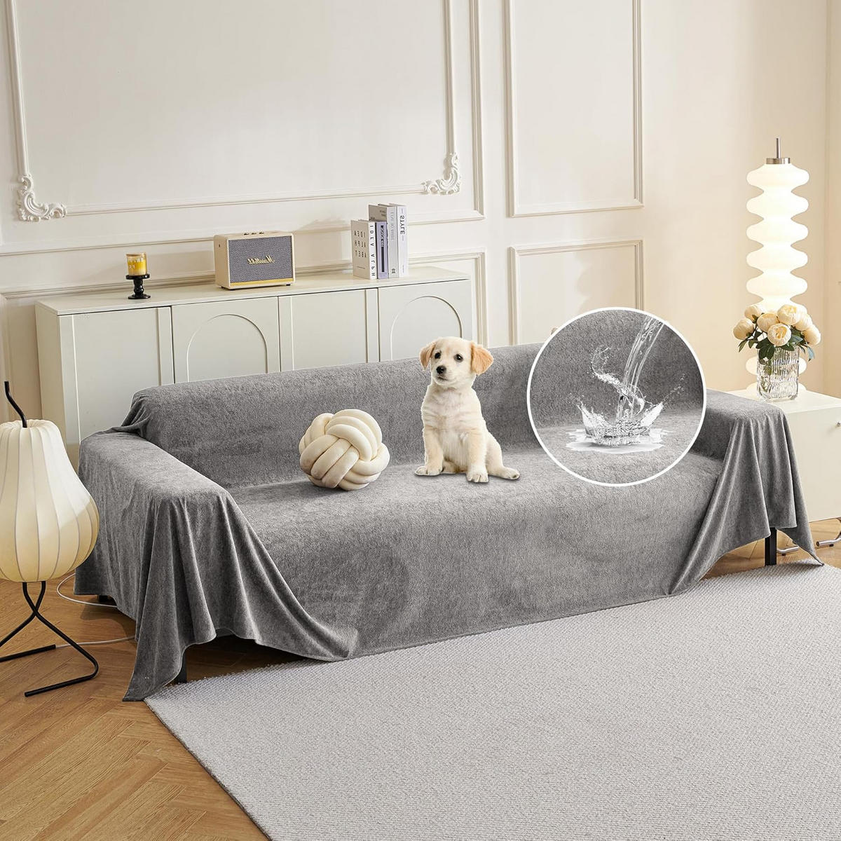 SOFADECKE Kratzschutz Grau 1 Stück - Grau, Textil (180/340cm)