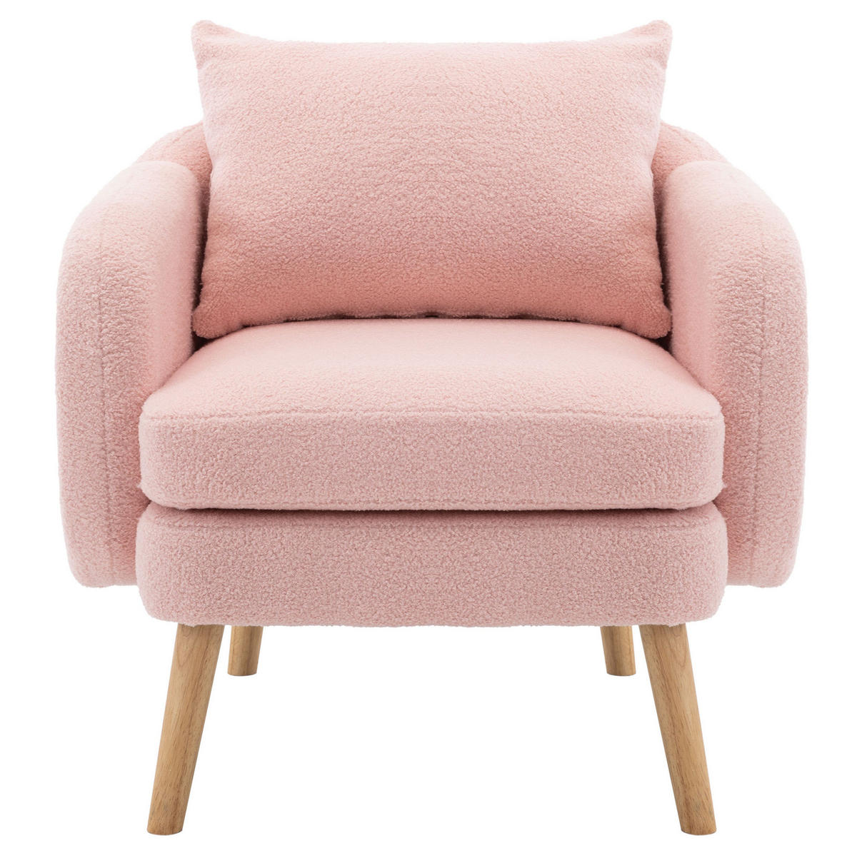 SESSEL Teddy-Samt mit Rückenkissen 71/72/71 cm Rosa - Rosa, Textil (72/71/71cm) - Redom