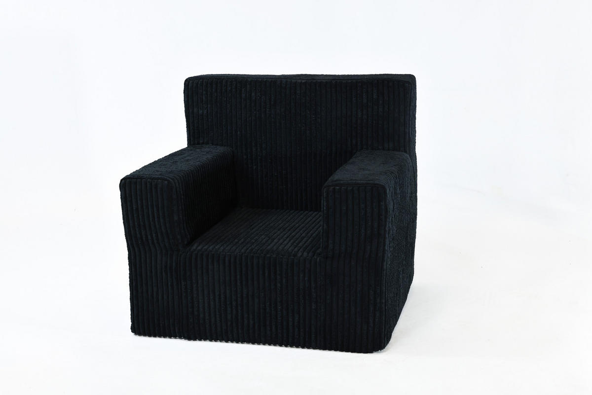 KINDERSESSEL aus Kuschel-Cord in Schwarz - Schwarz, Textil (51/47/33cm) - Fortisline
