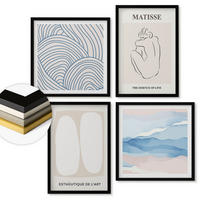 WANDBILDER 4er-Set - 50x50 cm & 40x60 cm Schwarzer Rahmen - Matisses abstrakte Formen - Schwarz, Kunststoff (50/50cm) - ArtPrintCave