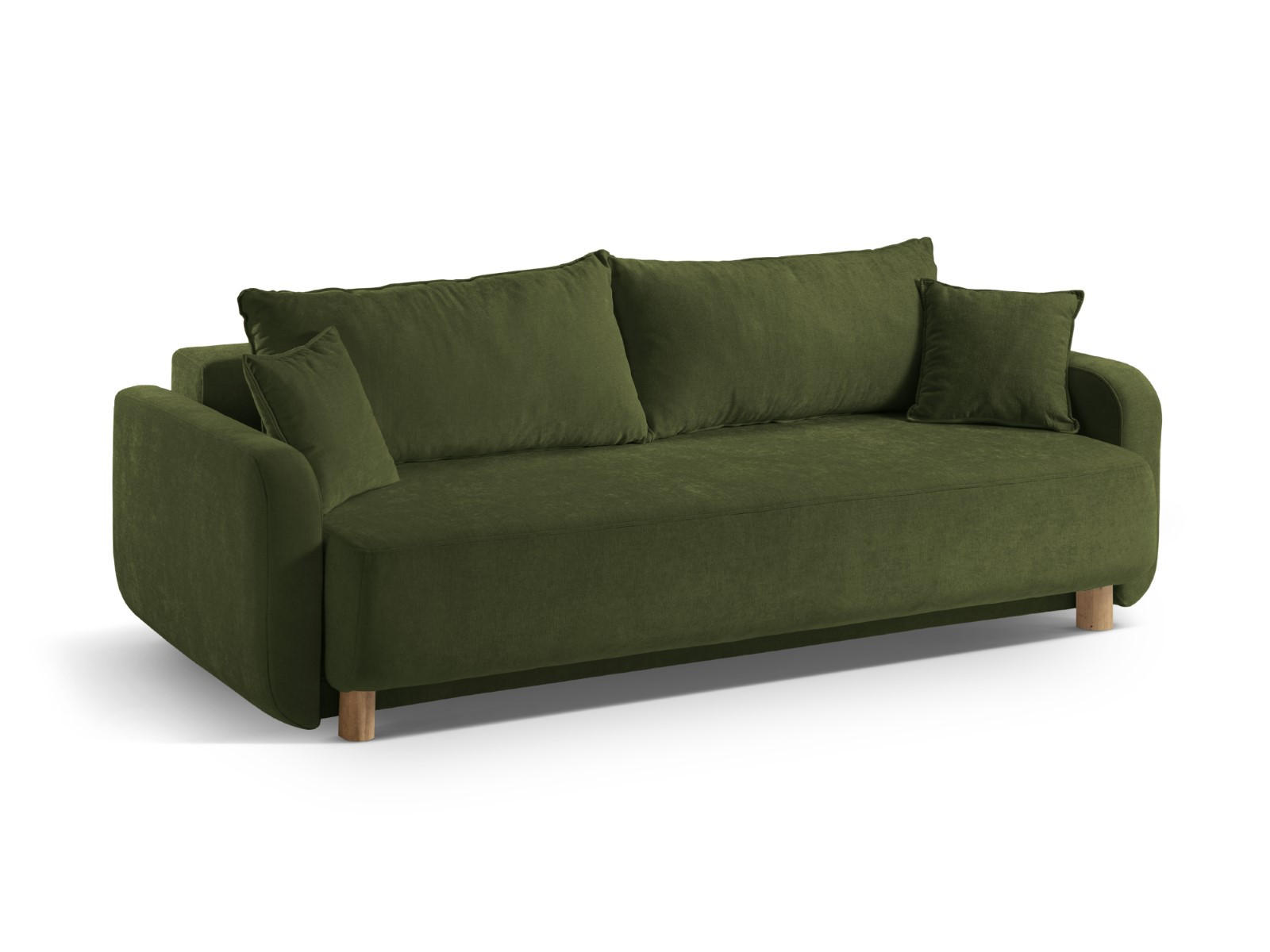 SOFA ausklappbar mit Bettkasten Elen aus strukturiertem Stoff grün 3 Sitzplätze - Grün, Textil (231/86/106cm) - Micadoni