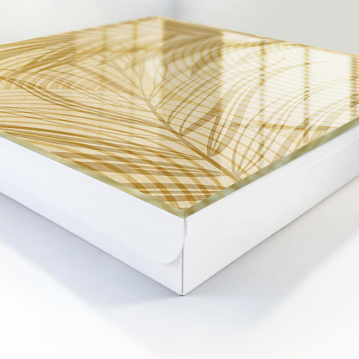SCHLÜSSELBOX Weiß 30x30 cm – Türöffnung nach rechts - Blätter der Natur - Beige, Metall (30/30/5cm) - TULUP