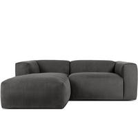 ECKMODULSOFA-LINKS BUFFO 3/4 Sitzer mit extrem weicher Sitzfläche, Kordstoff, grau - Grau, Textil (237/180cm) - KONSIMO®