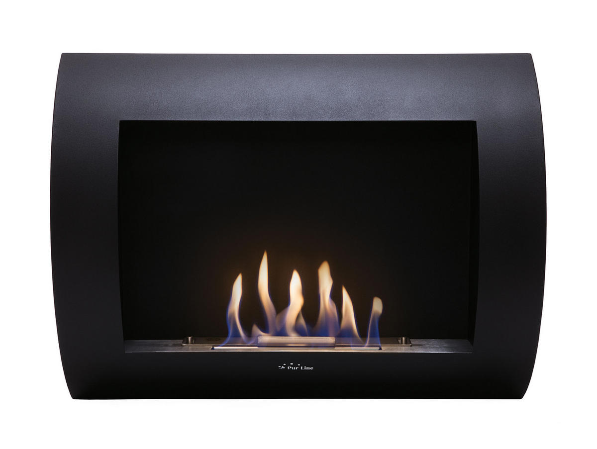 BIOETHANOL-KAMIN Schwarz Wandmodell inklusive 1 L Brennblock - Schwarz, Metall (60/45/14cm) - Purline