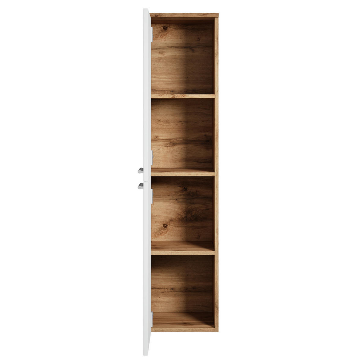 BADEZIMMERSCHRANK Saturnus mit 2 Türen Eiche mit Weiß - 35 x 35 x 130 cm - Eichefarben/Weiß, Holz (35/130/35cm) - Badplaats