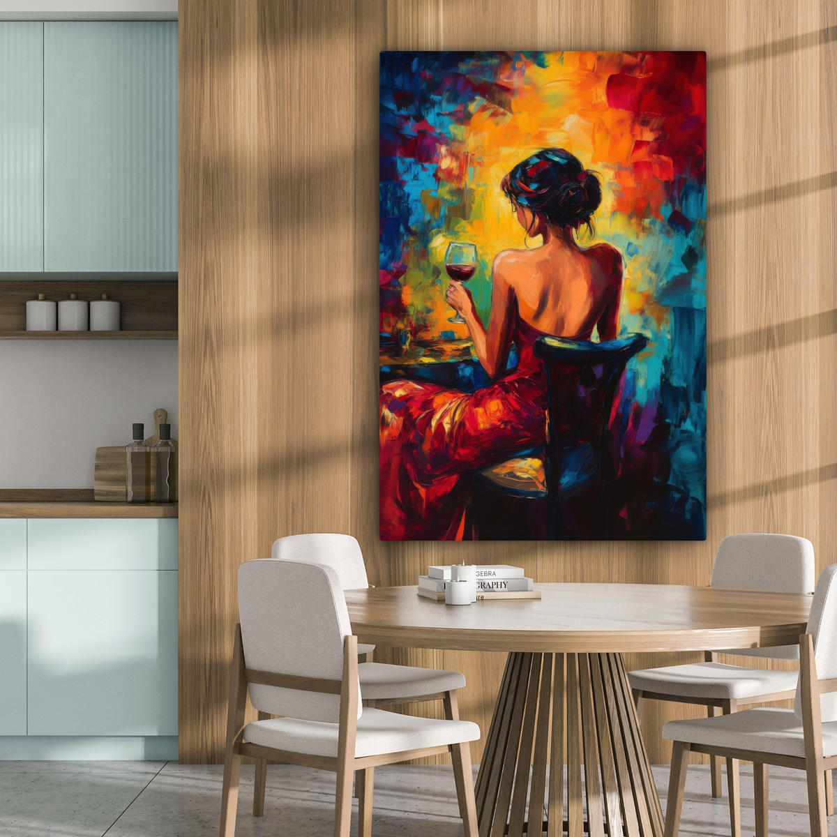 LEINWANDBILD Wein - Frau - Stimmungsvoll - Farbenfroh 80x120 cm - Bordeaux, Textil (80/120cm) - MuchoWow