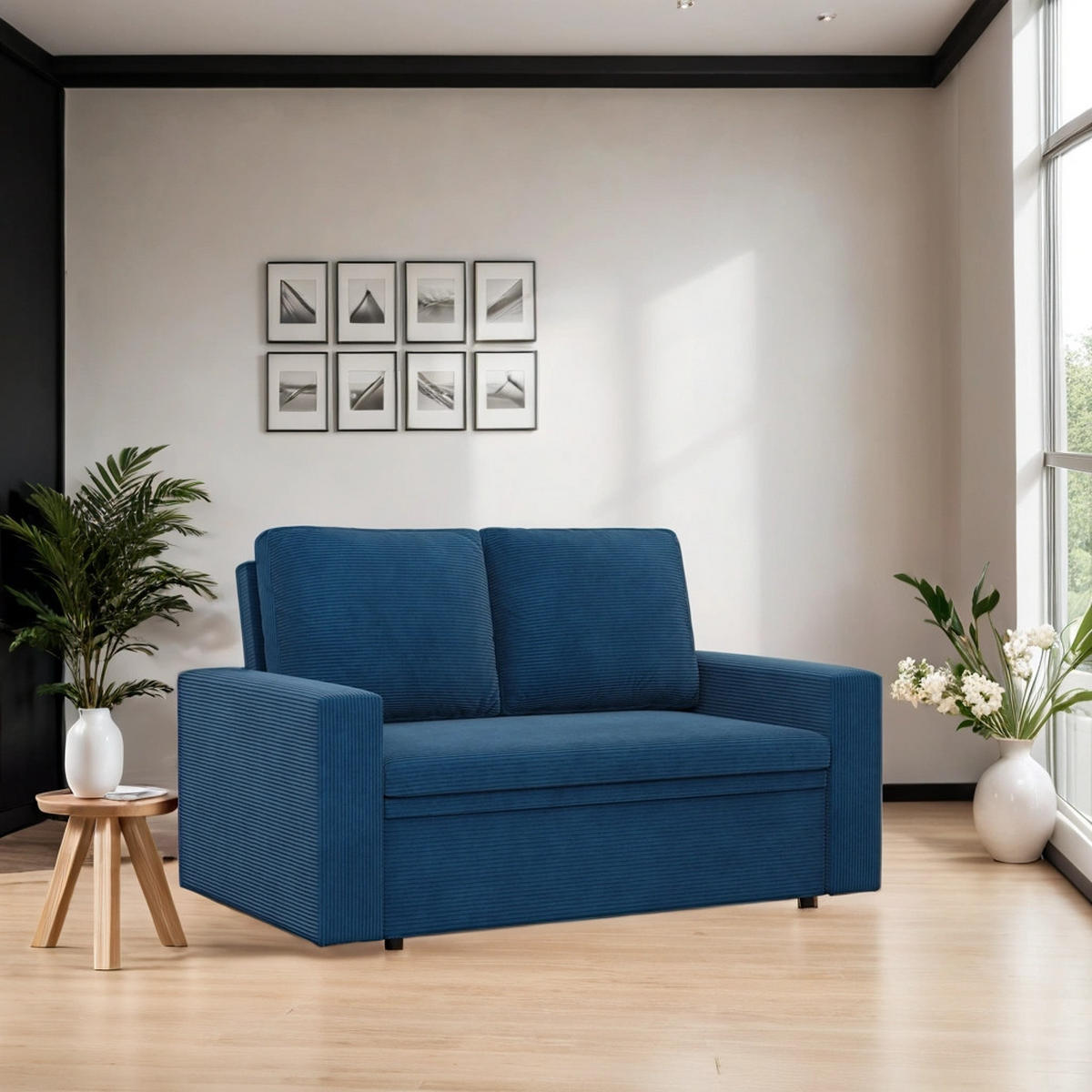 SOFA Neo mit gerader Armlehnen dunkelblau - Dunkelblau, Textil (148/90/87cm) - SIMKAM Furniture