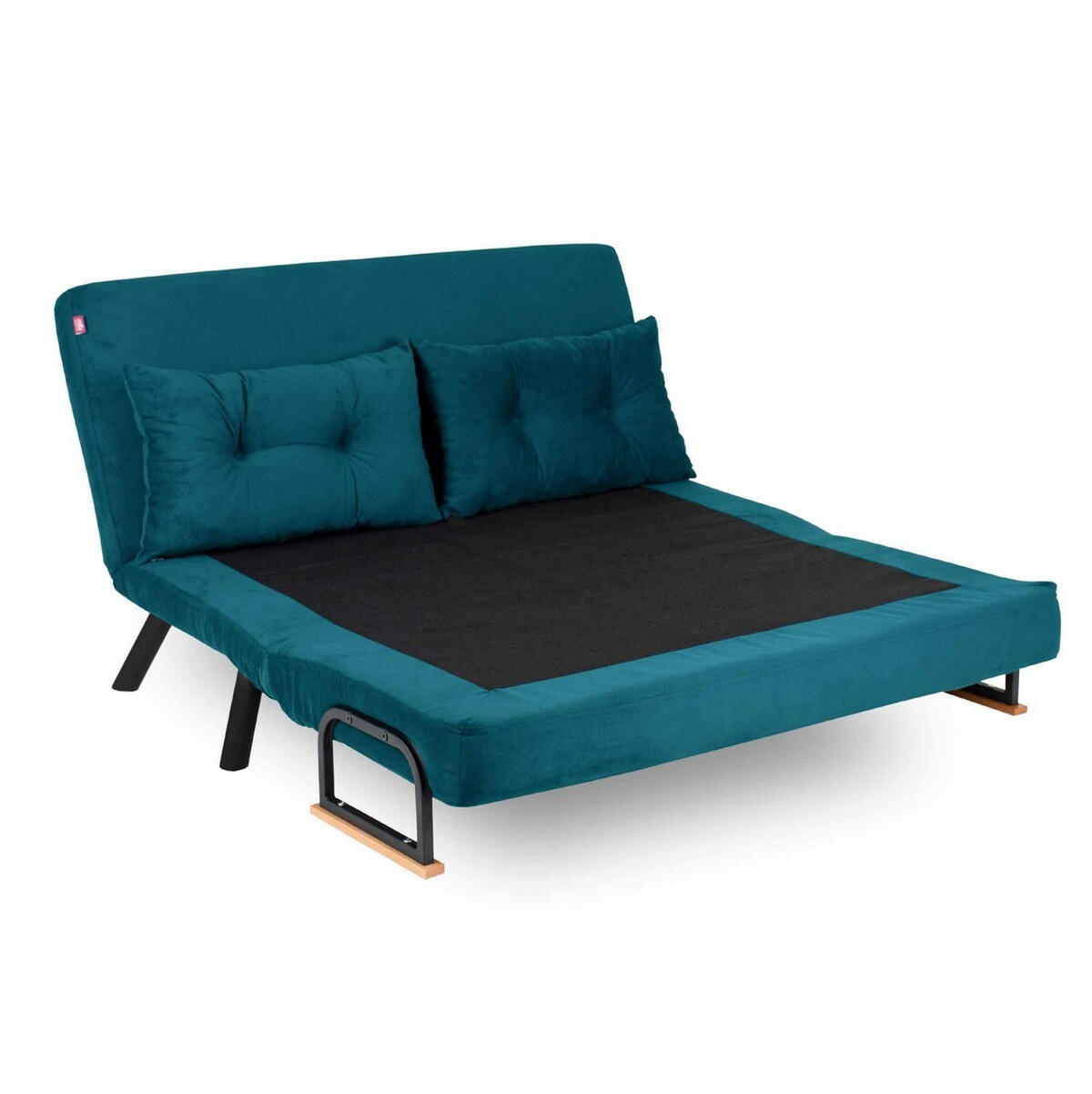 SCHLAFSOFA für 2 Personen mit Stoffbezug und Metallfüßen 133/50/41 cm - Grün, Metall (50/41/121cm) - Calicosy