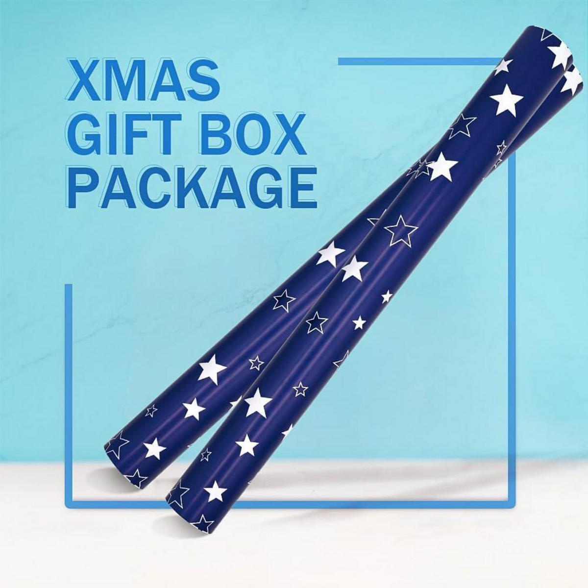 GESCHENKPAPIER Blau Sternenmuster 43 cm x 12 m - Blau, Papier (43/0.1/1200cm)