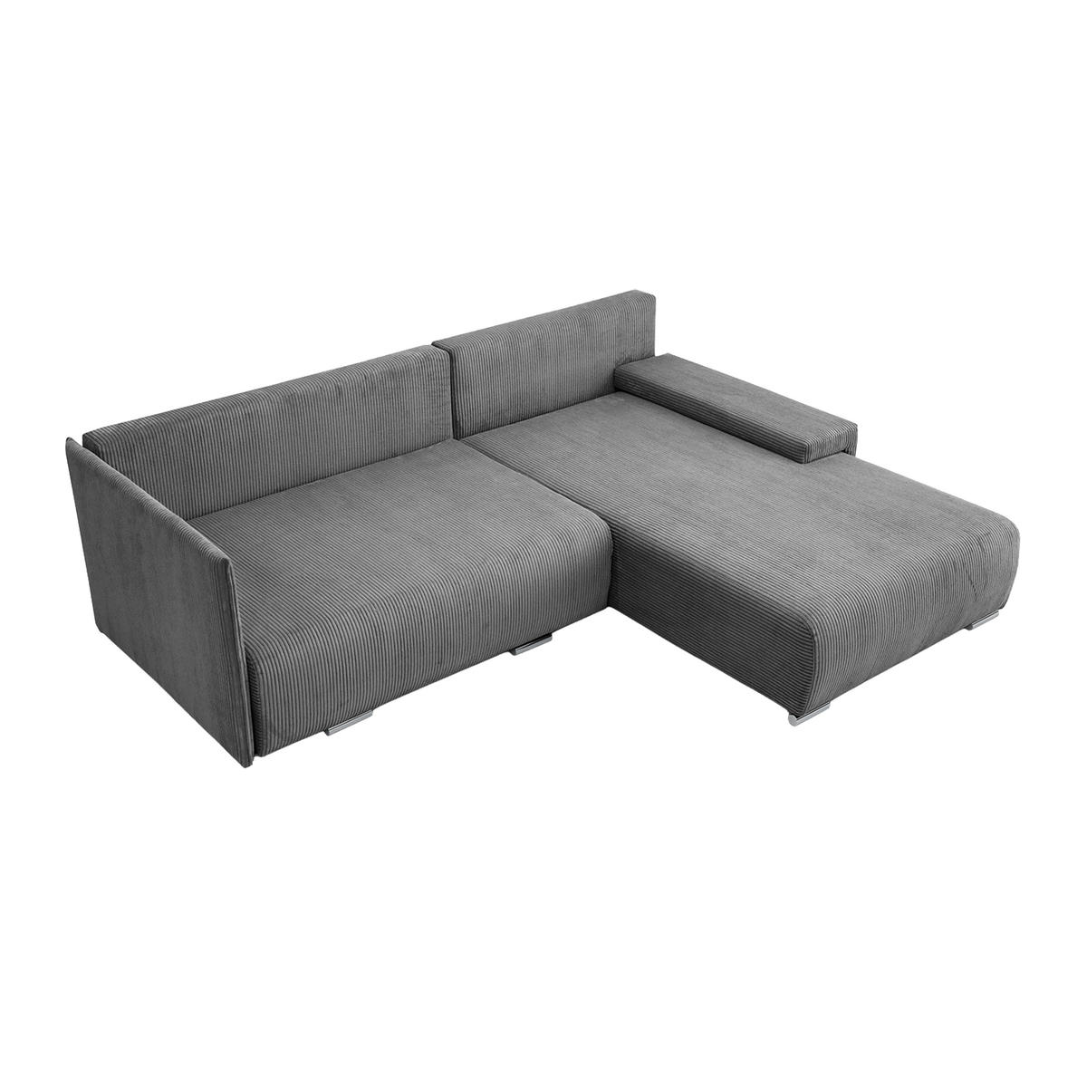 ECKSOFA TRAWANGA L mit Schlaffunktion, Grau - Grau, Textil (246/188cm) - Fedve