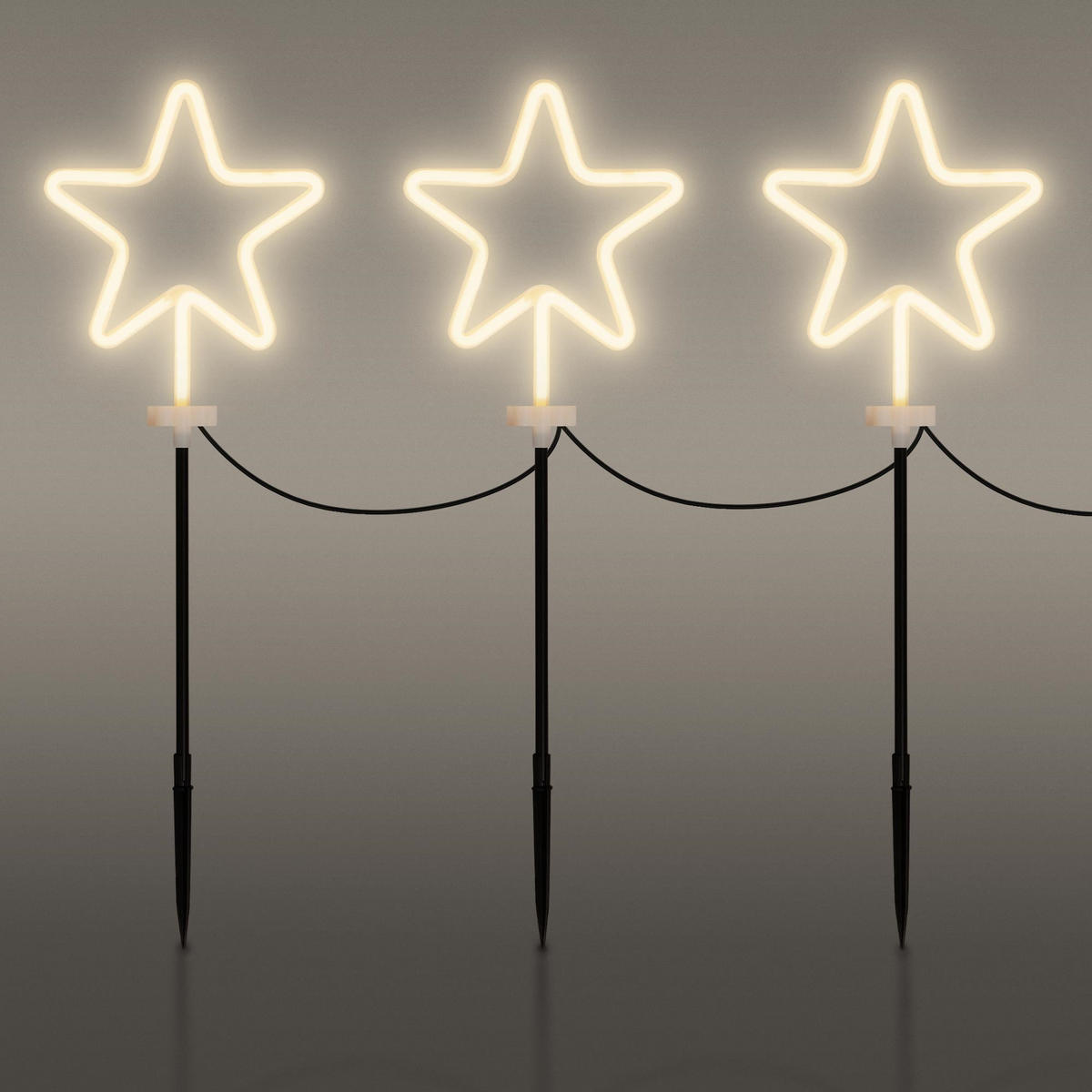 GARTENSTECKER STERN 3er Set H:58 cm Außen für Weihnachten - Weiß, Kunststoff (1.8/58/500cm) - ECD-Germany