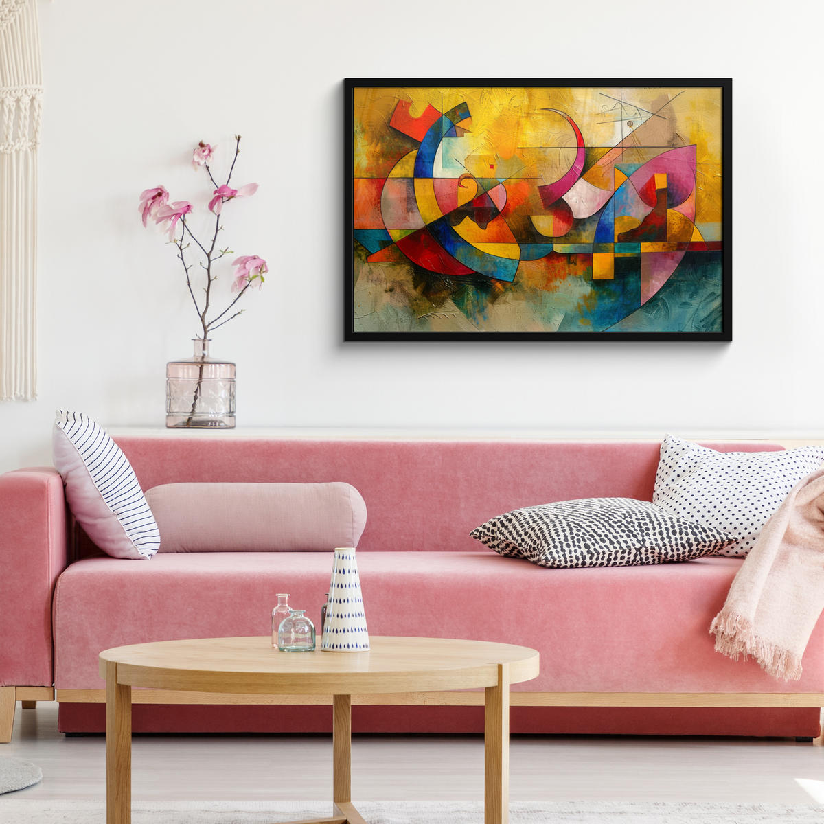 POSTER MIT RAHMEN Kunst - Abstrakt - Modern 90x60 cm - Gelb, Papier (90/60cm) - MuchoWow