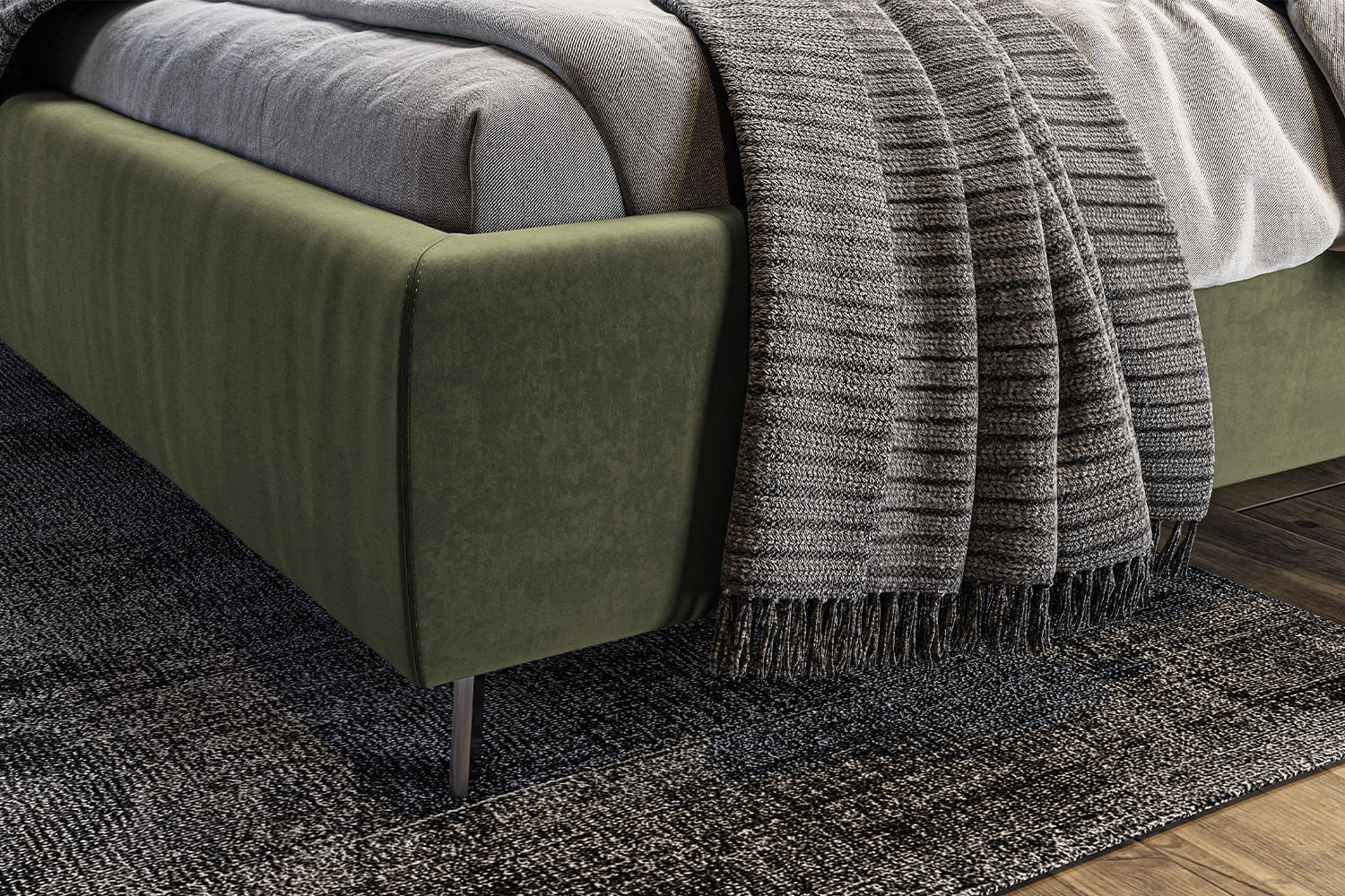 POLSTERBETT ANNY Grün Massivholz - Grün, Textil (200/200cm) - KAWOLA