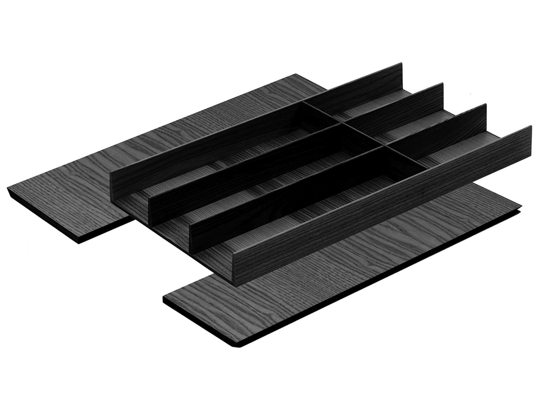 BESTECKEINSATZ FineLine Breite 26-46cm flexibel Esche schwarz Schublade 40-45cm - Schwarz, Holz (26/4.3/47.2cm)