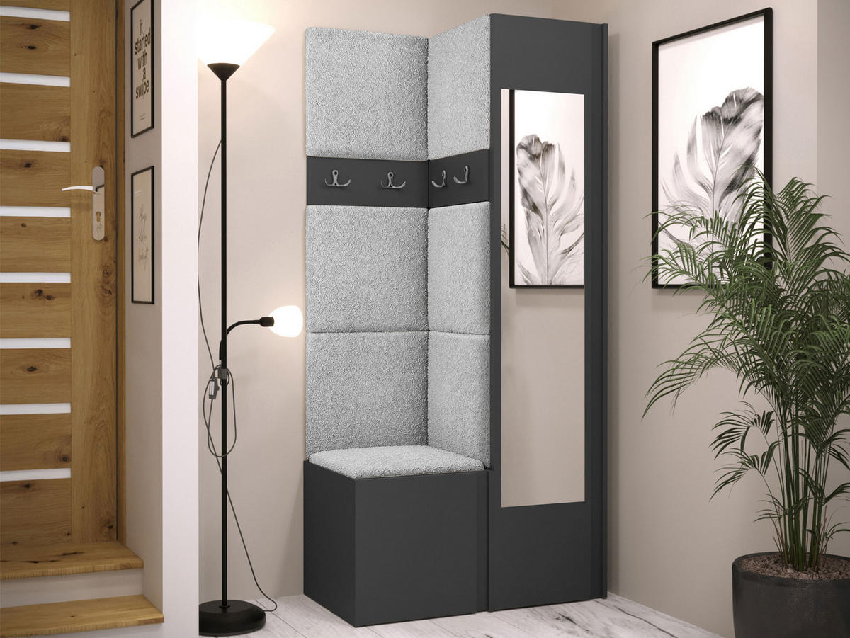 GARDEROBEN-SET Orion XXV - Hellgrau/Graphitfarben, Holzwerkstoff/Kunststoff (82/186/46cm) - MIRJAN24