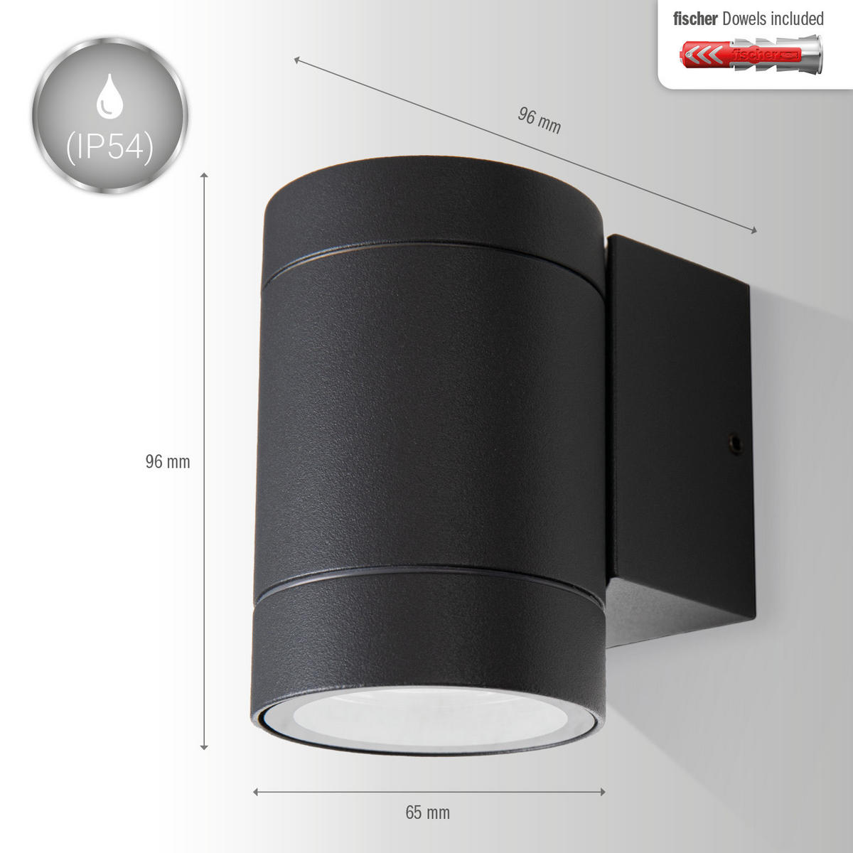 AUSSENLEUCHTE Lusiwa - Anthrazit, Metall (9.6/9.6/6.5cm) - Paco Home