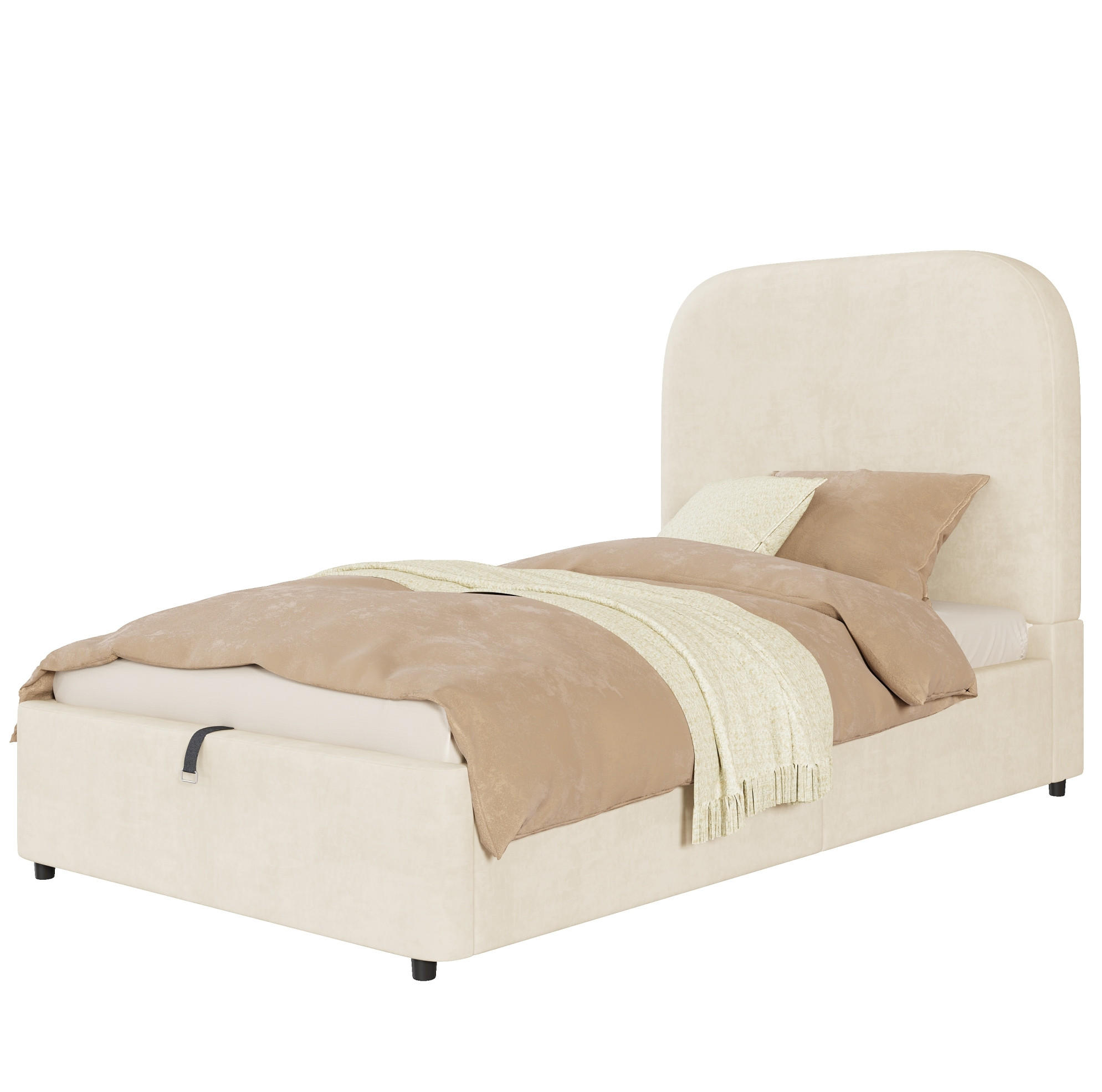 KINDERBETT 90/200 cm aus Samt mit hydraulischem Stauraum Beige - Beige, Textil (90/200cm) - Modenvie