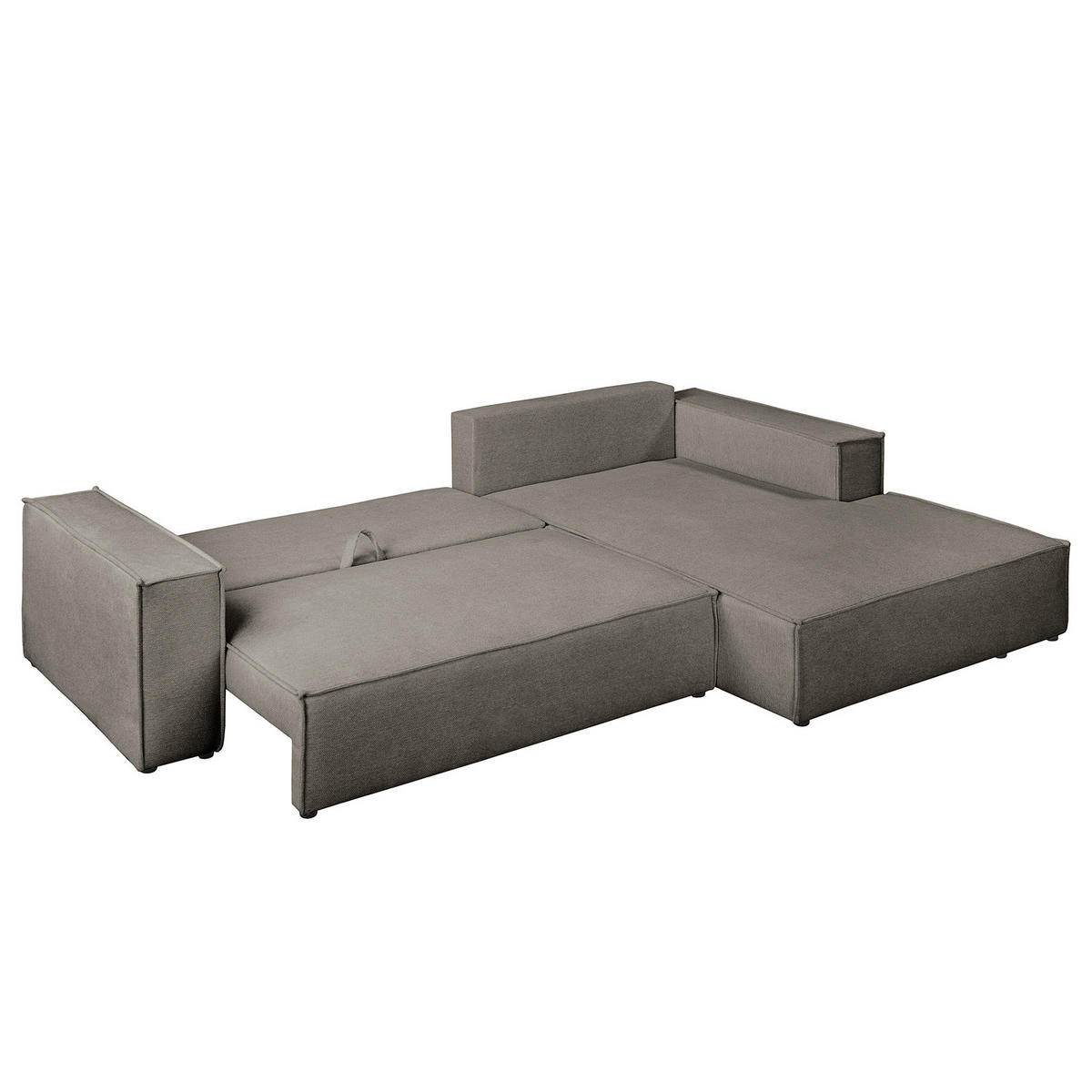 ECKSOFA mit Schlaffunktion - Longchair - Schwarz/Grau, Kunststoff/Textil (294/185cm) - home24