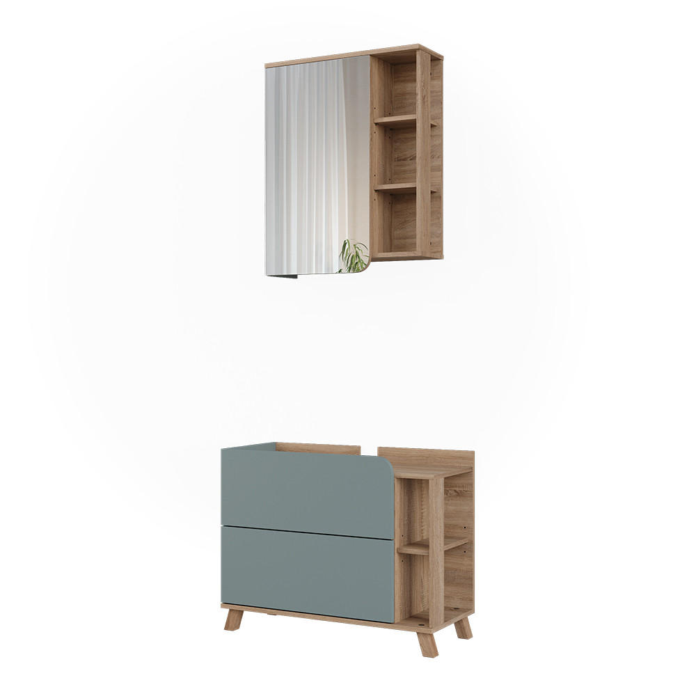 SET MOBILIER BAIE Karen, Albastru/Sonoma, 2 piese - stejar Sonoma/albastru închis, compozit lemnos (80/65/35cm) - Vicco
