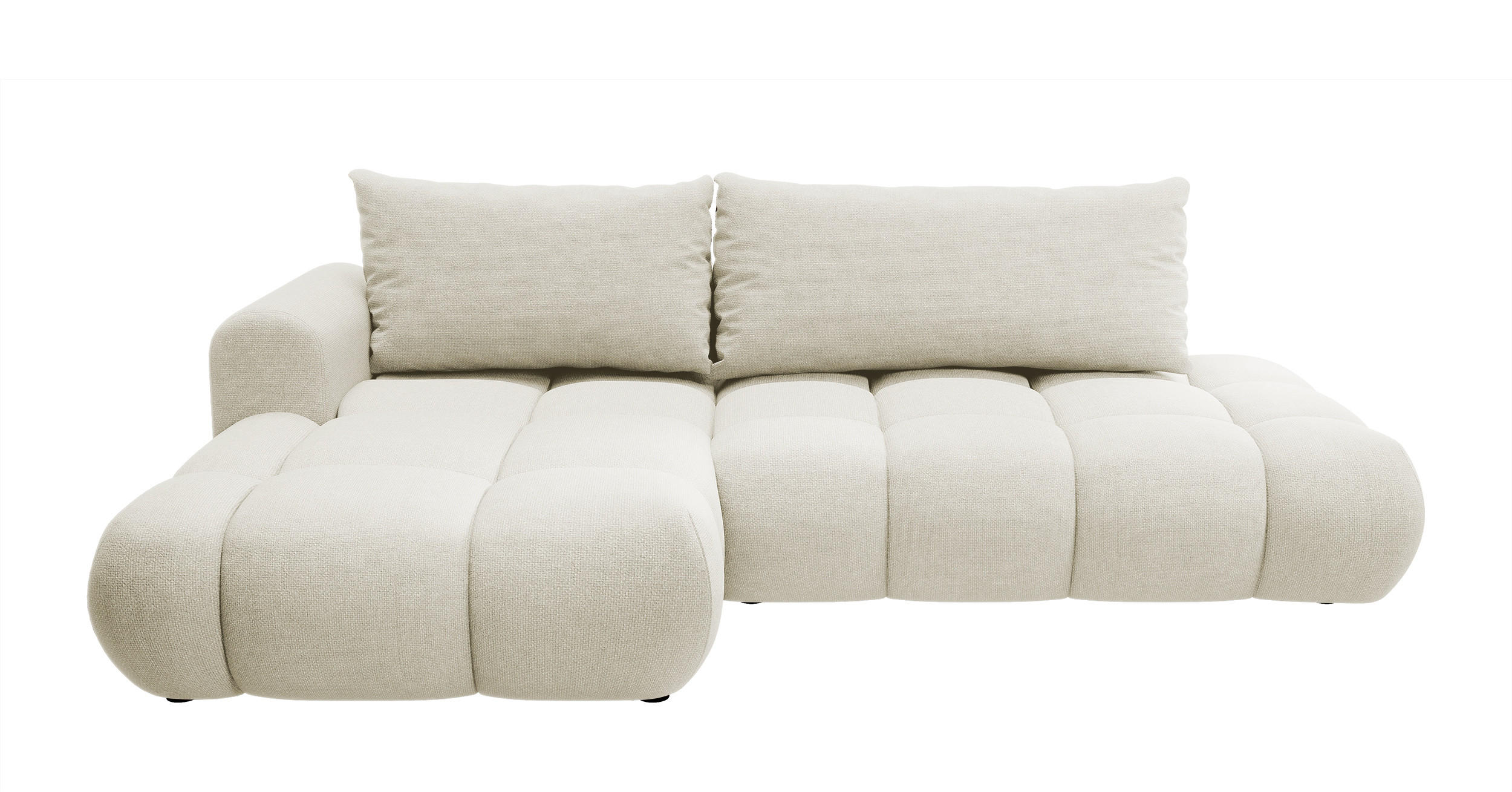 ECKSOFA Ombo Cremeweiß Chenille 280 cm - Creme/Schwarz, Kunststoff/Textil (284/167cm) - Selsey
