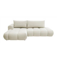 ECKSOFA Ombo Cremeweiß Chenille 280 cm - Creme/Schwarz, Kunststoff/Textil (284/167cm) - Selsey